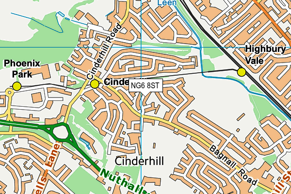 NG6 8ST map - OS VectorMap District (Ordnance Survey)