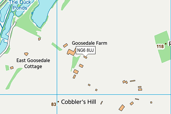 Goosedale Sports Club map (NG6 8UJ) - OS VectorMap District (Ordnance Survey)