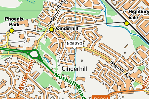 NG6 8YG map - OS VectorMap District (Ordnance Survey)