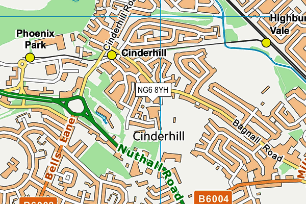 NG6 8YH map - OS VectorMap District (Ordnance Survey)