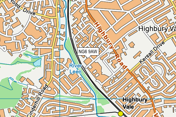 NG6 9AW map - OS VectorMap District (Ordnance Survey)