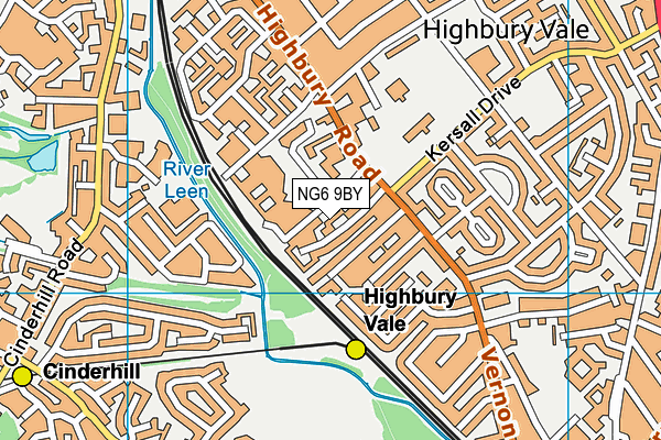 NG6 9BY map - OS VectorMap District (Ordnance Survey)