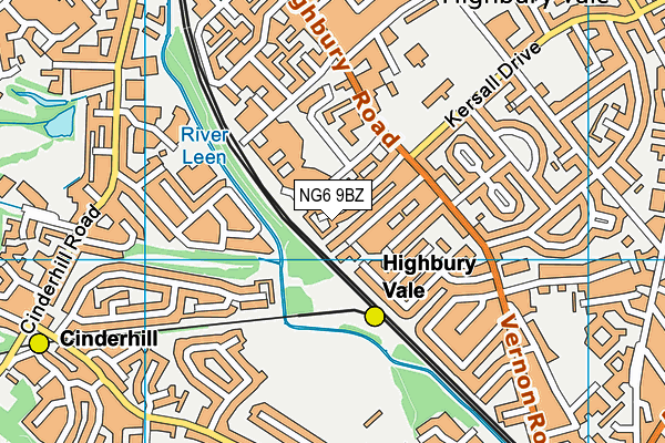 NG6 9BZ map - OS VectorMap District (Ordnance Survey)