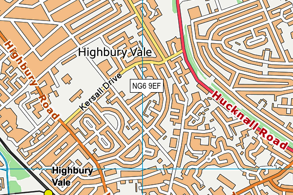 NG6 9EF map - OS VectorMap District (Ordnance Survey)