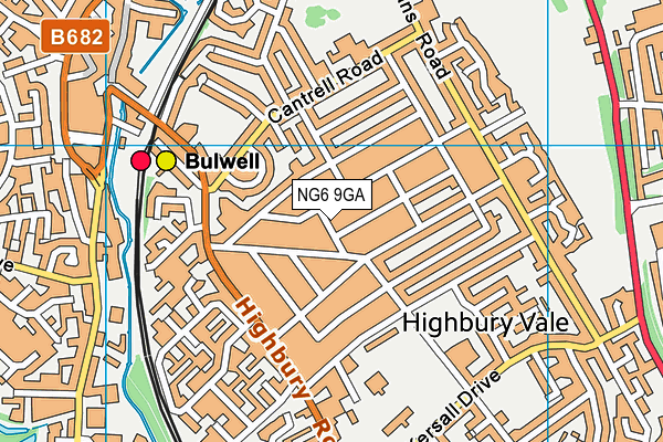 NG6 9GA map - OS VectorMap District (Ordnance Survey)