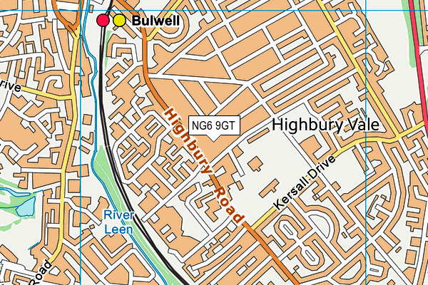 NG6 9GT map - OS VectorMap District (Ordnance Survey)
