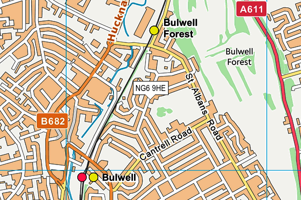 NG6 9HE map - OS VectorMap District (Ordnance Survey)