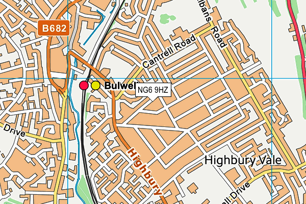 NG6 9HZ map - OS VectorMap District (Ordnance Survey)