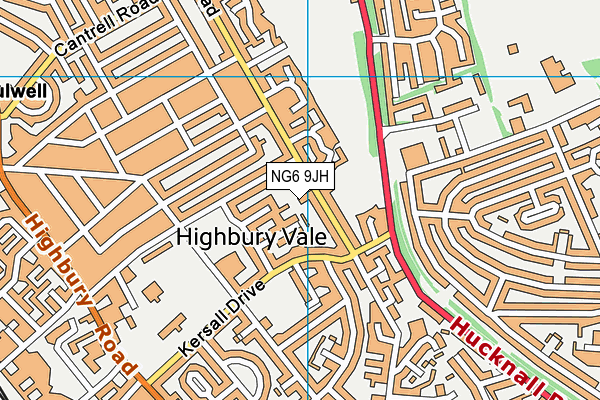 NG6 9JH map - OS VectorMap District (Ordnance Survey)