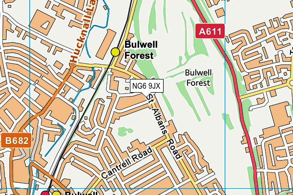 NG6 9JX map - OS VectorMap District (Ordnance Survey)