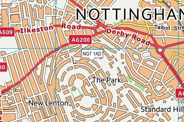 NG7 1AD map - OS VectorMap District (Ordnance Survey)