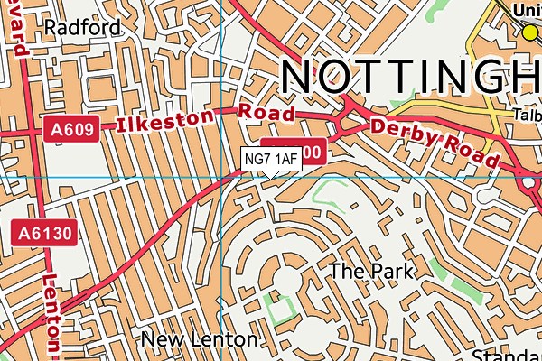 NG7 1AF map - OS VectorMap District (Ordnance Survey)