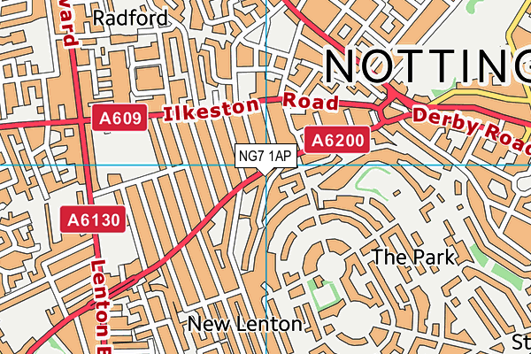 NG7 1AP map - OS VectorMap District (Ordnance Survey)