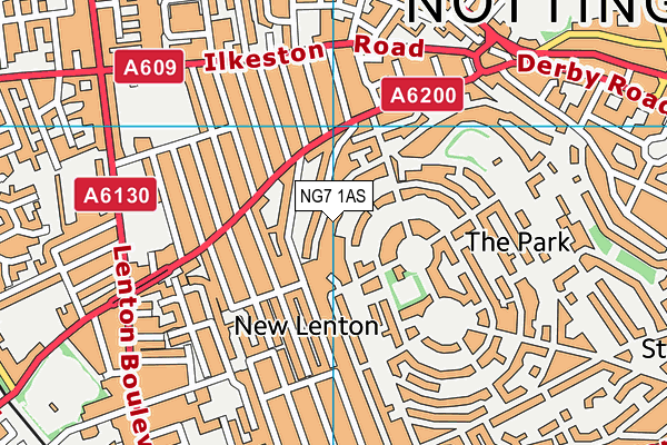 NG7 1AS map - OS VectorMap District (Ordnance Survey)