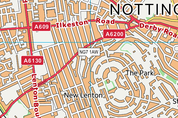 NG7 1AW map - OS VectorMap District (Ordnance Survey)