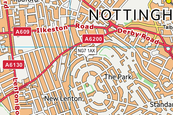 NG7 1AX map - OS VectorMap District (Ordnance Survey)