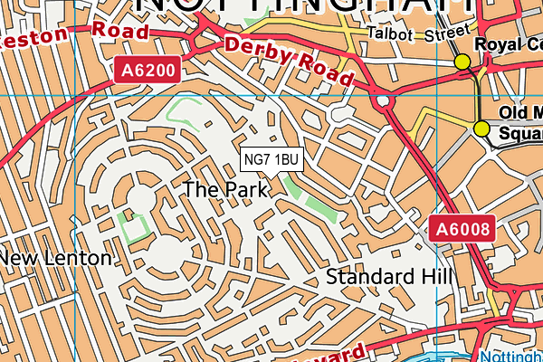 NG7 1BU map - OS VectorMap District (Ordnance Survey)