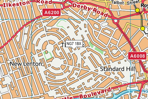 NG7 1BX map - OS VectorMap District (Ordnance Survey)