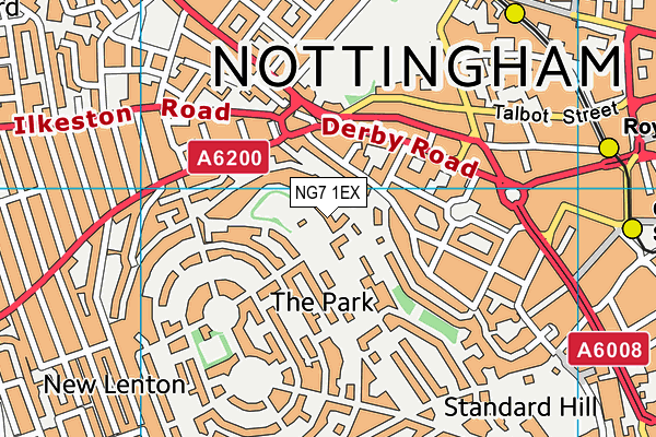 NG7 1EX map - OS VectorMap District (Ordnance Survey)