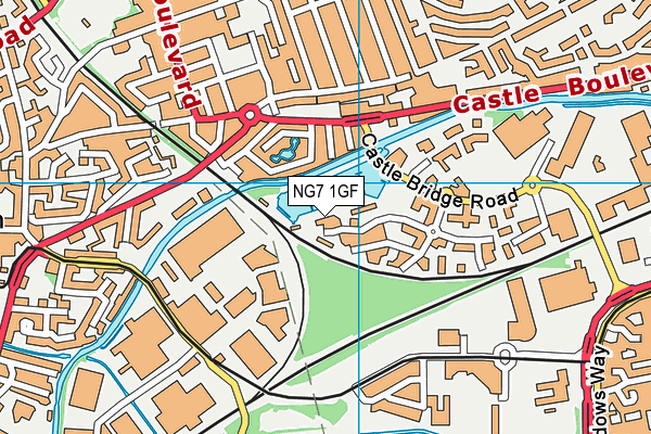 NG7 1GF map - OS VectorMap District (Ordnance Survey)