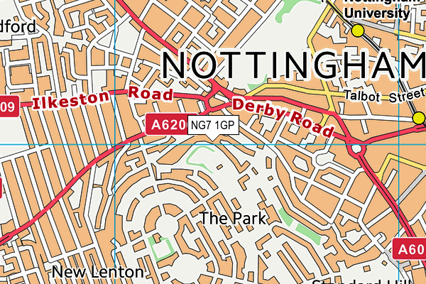 NG7 1GP map - OS VectorMap District (Ordnance Survey)