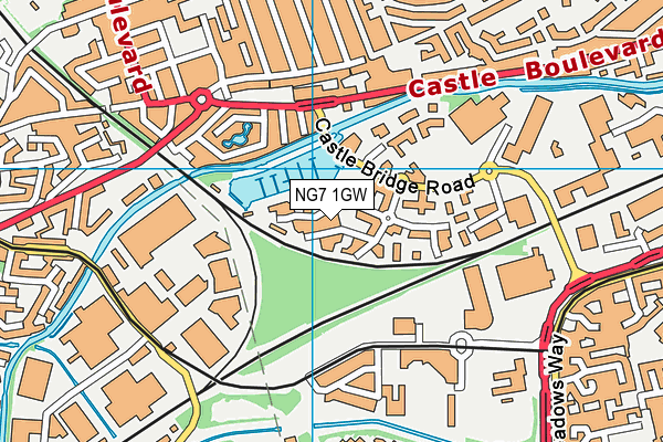 NG7 1GW map - OS VectorMap District (Ordnance Survey)