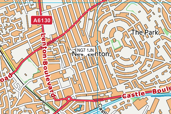 NG7 1JN map - OS VectorMap District (Ordnance Survey)