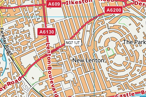 NG7 1JT map - OS VectorMap District (Ordnance Survey)