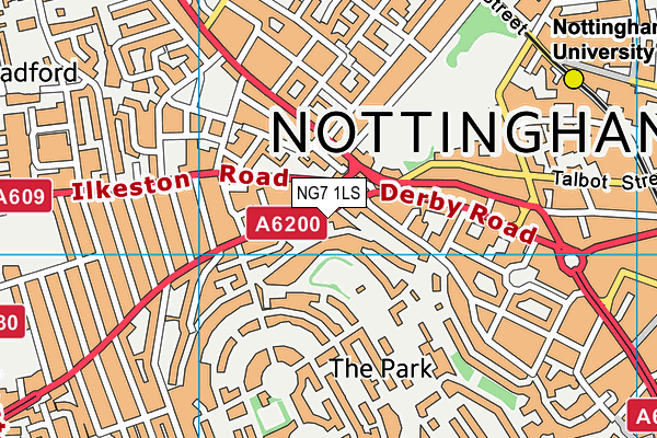 NG7 1LS map - OS VectorMap District (Ordnance Survey)