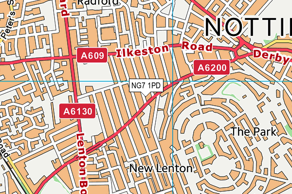 NG7 1PD map - OS VectorMap District (Ordnance Survey)