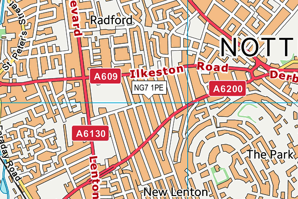 NG7 1PE map - OS VectorMap District (Ordnance Survey)