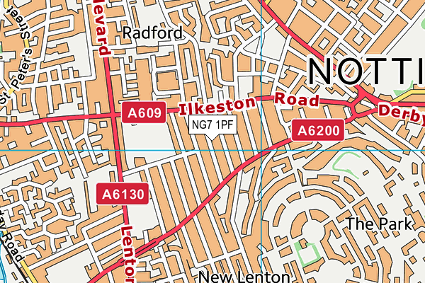 NG7 1PF map - OS VectorMap District (Ordnance Survey)