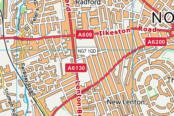 NG7 1QD map - OS VectorMap District (Ordnance Survey)