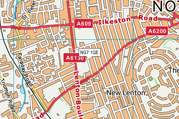 NG7 1QE map - OS VectorMap District (Ordnance Survey)