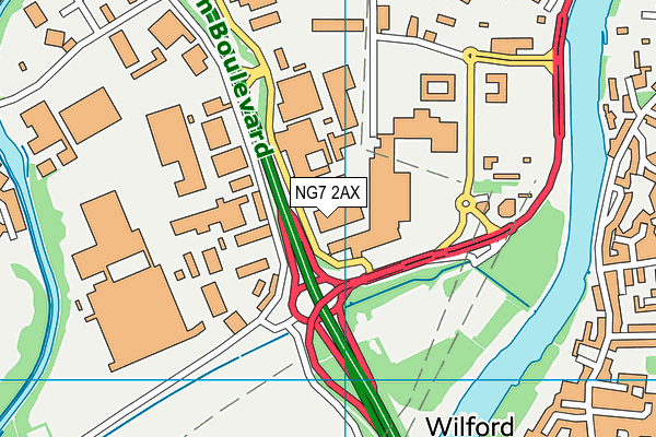 NG7 2AX map - OS VectorMap District (Ordnance Survey)