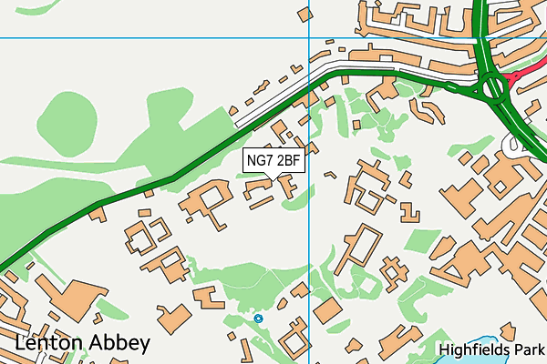 NG7 2BF map - OS VectorMap District (Ordnance Survey)