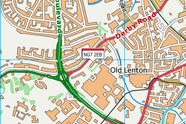 NG7 2EB map - OS VectorMap District (Ordnance Survey)