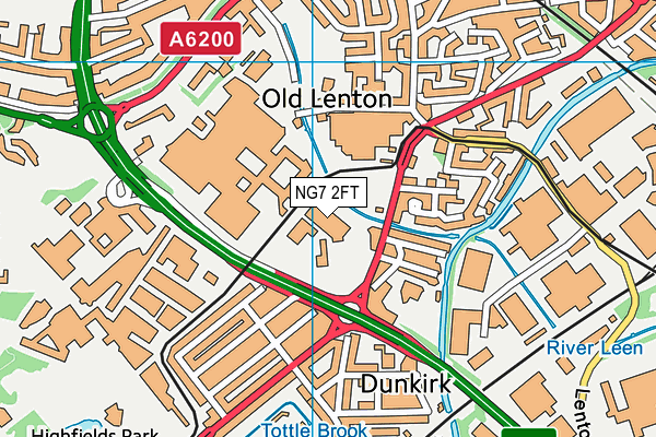 NG7 2FT map - OS VectorMap District (Ordnance Survey)