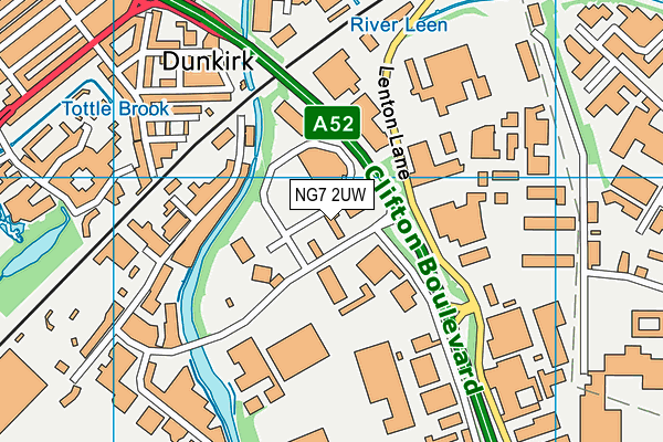 NG7 2UW map - OS VectorMap District (Ordnance Survey)