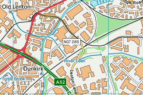 NG7 2WS map - OS VectorMap District (Ordnance Survey)