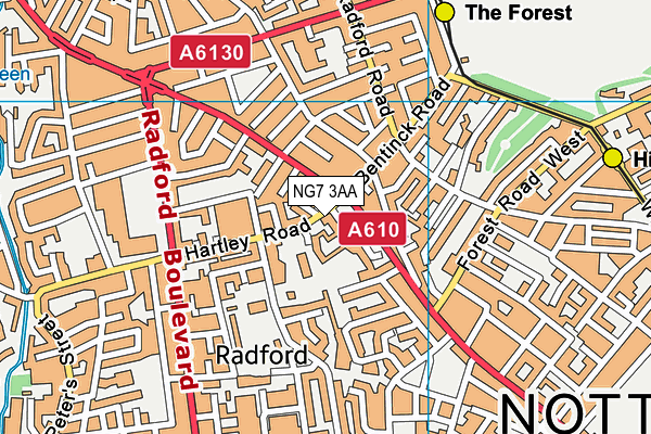 NG7 3AA map - OS VectorMap District (Ordnance Survey)