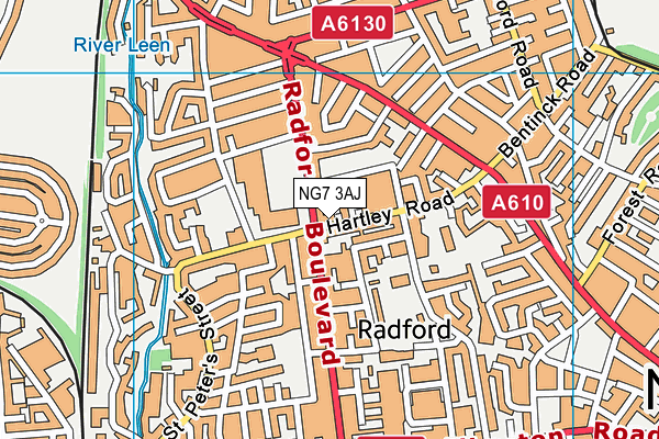 NG7 3AJ map - OS VectorMap District (Ordnance Survey)