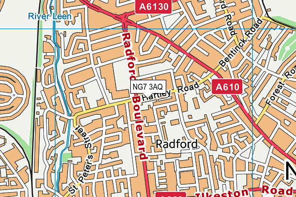 NG7 3AQ map - OS VectorMap District (Ordnance Survey)