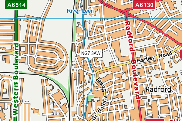 NG7 3AW map - OS VectorMap District (Ordnance Survey)