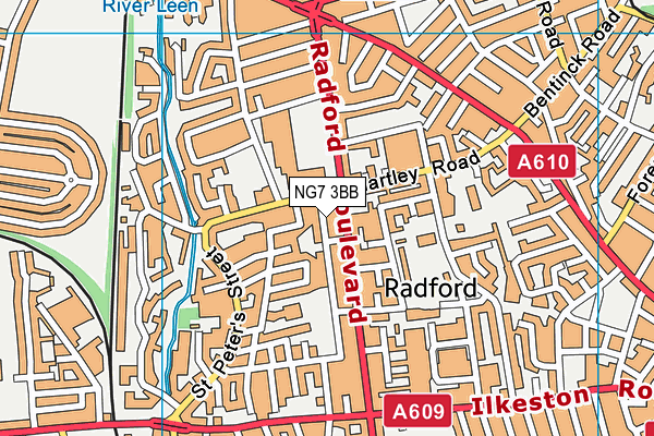 NG7 3BB map - OS VectorMap District (Ordnance Survey)