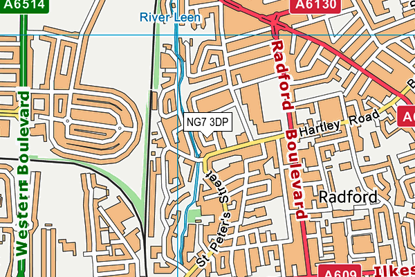 NG7 3DP map - OS VectorMap District (Ordnance Survey)