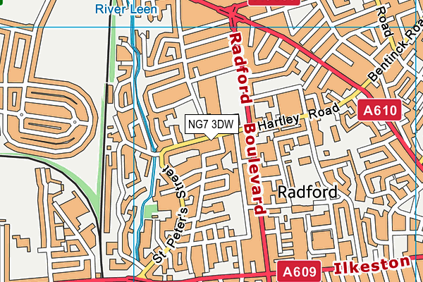 NG7 3DW map - OS VectorMap District (Ordnance Survey)