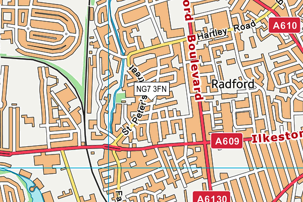 NG7 3FN map - OS VectorMap District (Ordnance Survey)