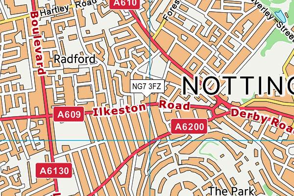 NG7 3FZ map - OS VectorMap District (Ordnance Survey)