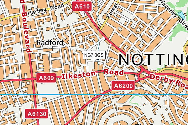 NG7 3GS map - OS VectorMap District (Ordnance Survey)